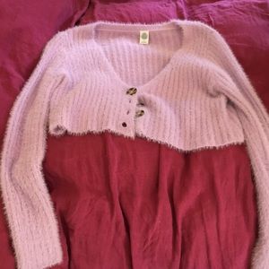 Lavender Cropped Cardigan - Urban Outfitters